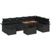 9-delad trädgårdsoffagruppe med kuddar svart poly rotting vidaXL 100 x 55 x 73 cm – miniatyr 2