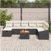 9-delad Trädgårdsoffan Set med Kuddar Svart Poly Rattan vidaXL 55 x 55 x 37 cm – miniatyr 3