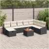 9-delad Trädgårdsoffan Set med Kuddar Svart Poly Rattan vidaXL 55 x 55 x 37 cm – miniatyr 1