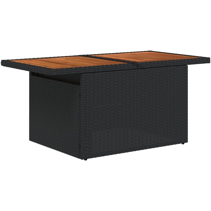9-delad trädgårdsoffas med kuddar svart poly rotting vidaXL Medium – bild 8