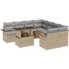 9-delad trädgårdsoffasats med kuddar beige poly rotting vidaXL Stor – miniatyr 2