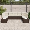 9-delad trädgårdsoffasats med kuddar - Brun poly rattan vidaXL 289 x 209 x 69 cm – miniatyr 3