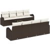 9-delad trädgårdsoffasats med kuddar brun poly rattan vidaXL 55 x 55 x 37 cm – miniatyr 2