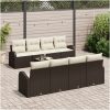 9-delad trädgårdsoffasats med kuddar brun poly rattan vidaXL 55 x 55 x 37 cm – miniatyr 3