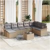 9-delad trädgårdsoffaset med kuddar av svart poly rattan vidaXL 55 x 55 x 37 cm – miniatyr 1