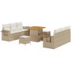 9-delad Trädgårdsoffasett med Dynor Beige Poly Rotting Akacia vidaXL Stor – miniatyr 2