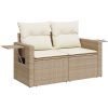 9-delad Trädgårdsoffasett med Dynor Beige Poly Rotting Akacia vidaXL Stor – miniatyr 6