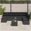 9-delad trädgårdsoffet med kuddar beige poly rotting vidaXL Stor – miniatyr 3