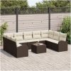 9-delad trädgårdsoffgrupp med kuddar grå poly rattan vidaXL 289 x 179 x 85 cm – miniatyr 3