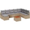 9-delad trädgårdsoffset med kuddar beige poly rotting akacia vidaXL Stor – miniatyr 2