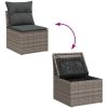9-delad Trädgårdsoffset med kuddar grå Poly Rattan Akacia vidaXL Stor – miniatyr 11