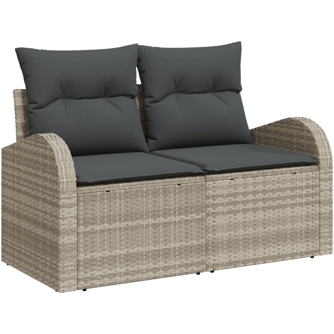 9-delad trädgårdsoffset med kuddar Ljusgrå Poly Rattan vidaXL Stor – bild 7
