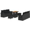 9-delad trädgårdsoffset med kuddar Svart Poly Rattan Akacia vidaXL Medium – miniatyr 2