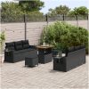 9-delad trädgårdsoffset med kuddar Svart Poly Rattan Akacia vidaXL Medium – miniatyr 3