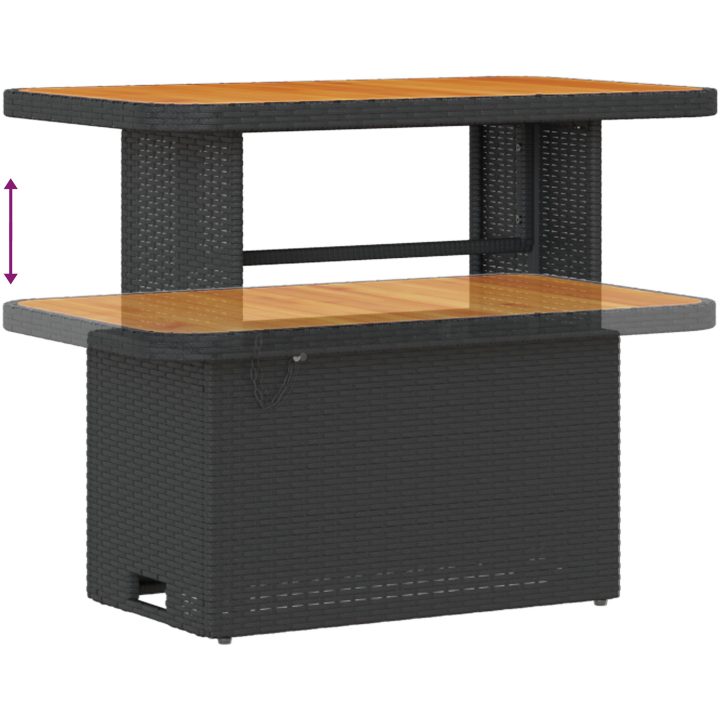 9-delad trädgårdsoffset med kuddar Svart Poly Rattan Akacia vidaXL Medium – bild 8