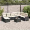 9-delad trädgårdsoffset med kuddar svart poly rattan vidaXL 55 x 62 x 69 cm – miniatyr 1