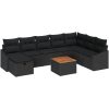 9-delad trädgårdsoffset med kuddar svart polyrotting vidaXL 55 x 55 x 37 cm – miniatyr 2