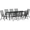 9-delad trädgårdsserveringsset antracit stål vidaXL 200 x 80 x 73 cm – miniatyr 2