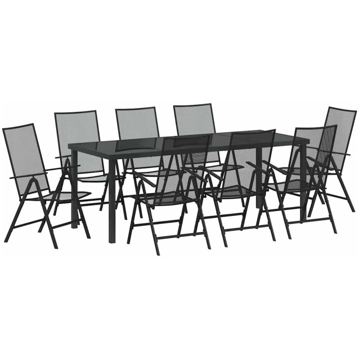 9-delad trädgårdsserveringsset antracit stål vidaXL 200 x 80 x 73 cm – bild 2