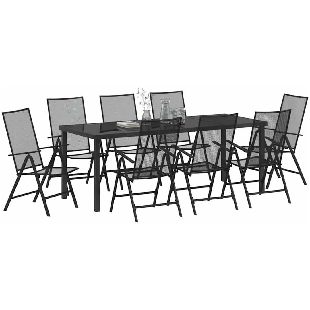 9-delad trädgårdsserveringsset antracit stål vidaXL 200 x 80 x 73 cm – bild 3