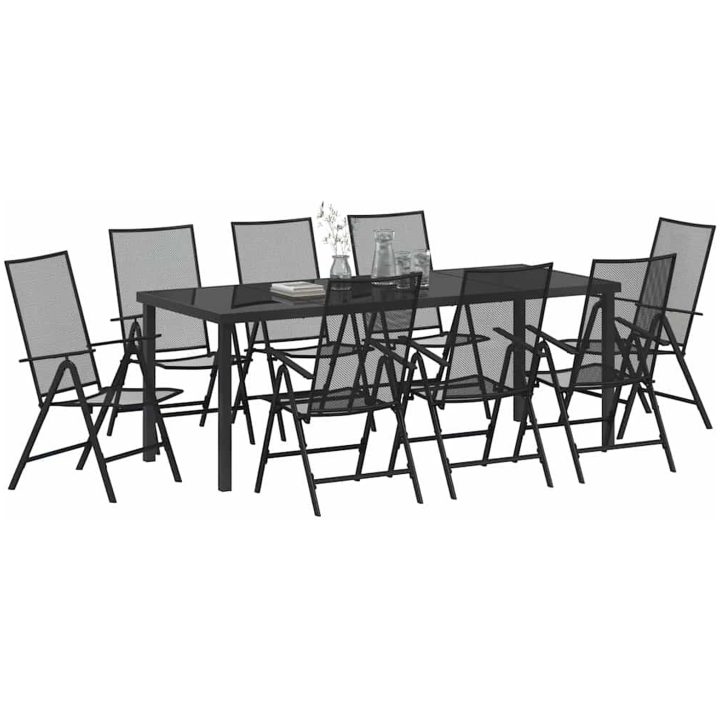 9-delad trädgårdsserveringsset antracit stål vidaXL 200 x 80 x 73 cm – bild 3