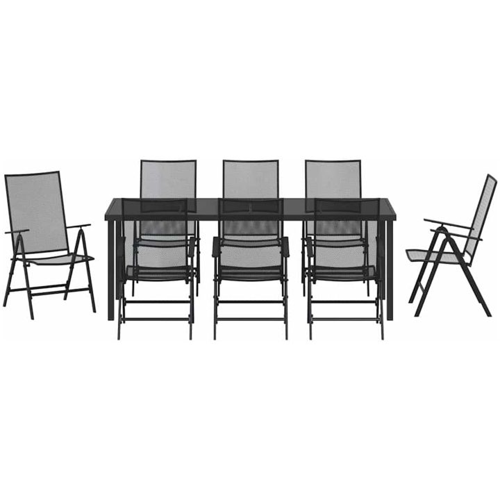 9-delad trädgårdsserveringsset antracit stål vidaXL 200 x 80 x 73 cm – bild 7