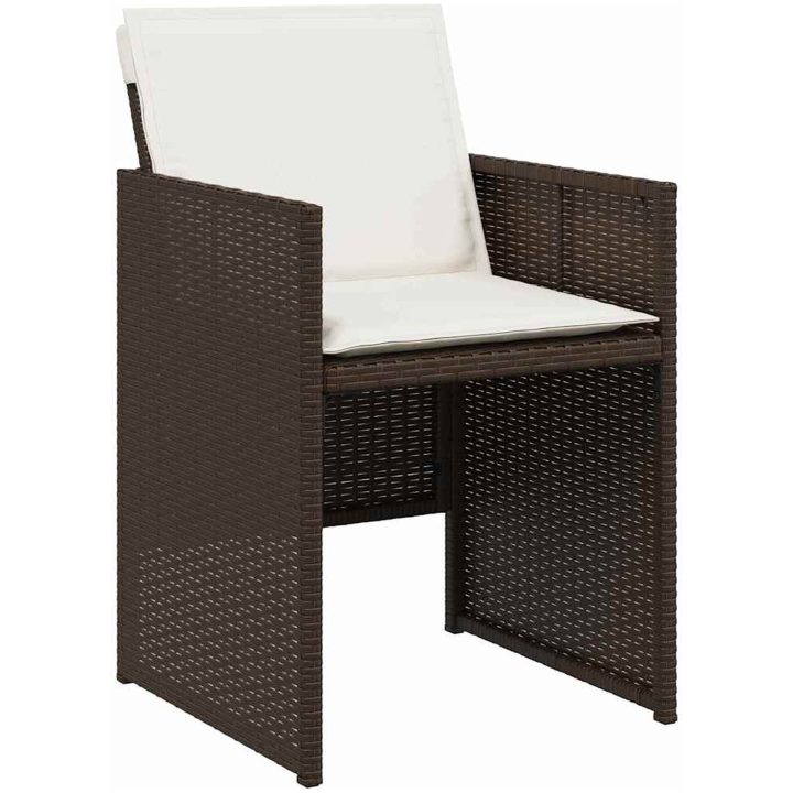 9-delad trädgårdsset med kuddar i brun poly rattan. vidaXL 200 x 80 x 73 cm – bild 6