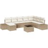 9-delad trädgårdssoffgrupp med kuddar - Brun poly rattan vidaXL 319 x 209 x 85 cm – miniatyr 2