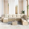 9-delad trädgårdssoffgrupp med kuddar - Brun poly rattan vidaXL 319 x 209 x 85 cm – miniatyr 3
