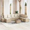 9-delad trädgårdssoffgrupp med kuddar - Brun poly rattan vidaXL 319 x 209 x 85 cm – miniatyr 1