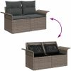 9-delad trädgårdssoffgrupp med kuddar grå poly rattan akacia vidaXL Stort – miniatyr 11