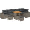 9-delad trädgårdssoffgrupp med kuddar grå poly rattan vidaXL Stor – miniatyr 2