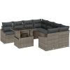 9-delad trädgårdssoffset med kuddar grå poly rattan vidaXL 100 x 55 x 73 cm – miniatyr 2