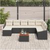 9-delad uteserveringssoff-set med kuddar, svart poly-rattan och akaciaträ vidaXL 55 x 55 x 37 cm – miniatyr 3
