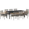 9-delade Trädgårds Matset Med Kuddar Grå Poly Rattan vidaXL 200 x 80 x 73 cm – miniatyr 2