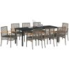 9-delade Trädgårds Matset Med Kuddar Grå Poly Rattan vidaXL 200 x 80 x 73 cm – miniatyr 3