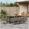 9-delade Trädgårds Matset Med Kuddar Grå Poly Rattan vidaXL 200 x 80 x 73 cm – miniatyr 4