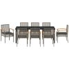 9-delade Trädgårds Matset Med Kuddar Grå Poly Rattan vidaXL 200 x 80 x 73 cm – miniatyr 6