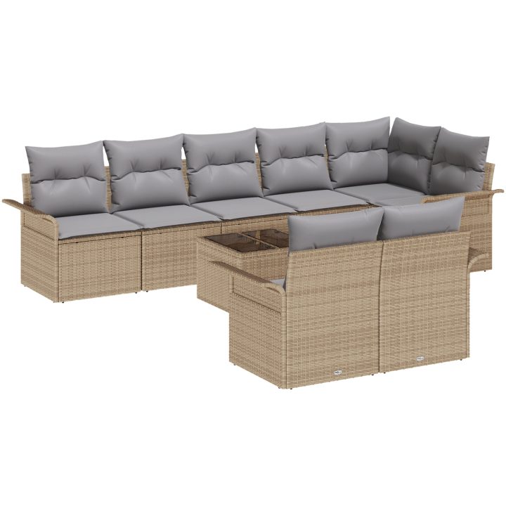 9-delade trädgårdsoff set med kuddar i svart polyrotting vidaXL 55 x 55 x 37 cm – bild 2