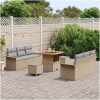 9-delade Trädgårdsoffaset med Kuddar Beige Poly Rattan Acacia vidaXL Stor – miniatyr 3