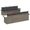 9-delade trädgårdsoffaset med kuddar grå poly rattan akacia vidaXL 55 x 55 x 37 cm – miniatyr 2