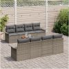 9-delade trädgårdsoffaset med kuddar grå poly rattan akacia vidaXL 55 x 55 x 37 cm – miniatyr 3