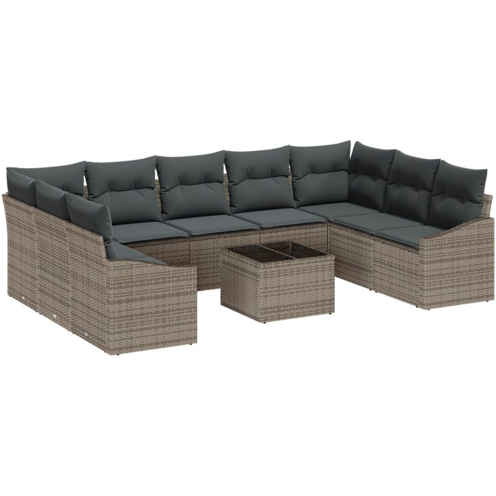 9-delade trädgårdsoffor med kuddar svarta polyrotting vidaXL 289 x 178.5 x 85 cm – bild 2