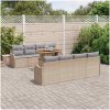 9-delade Trädgårdsoffset med Kuddar Beige Poly Rattan Akacia vidaXL Stor – miniatyr 3