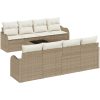9-delade trädgårdsoffuppsättning med kuddar Beige Poly Rattan vidaXL Stor – miniatyr 2