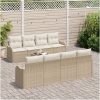 9-delade trädgårdsoffuppsättning med kuddar Beige Poly Rattan vidaXL Stor – miniatyr 3