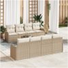 9-delade trädgårdsoffuppsättning med kuddar Beige Poly Rattan vidaXL Stor – miniatyr 1