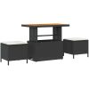9 Delar Soffset med kuddar - Svart polyrotting med akacia vidaXL 4 - Sits – miniatyr 4