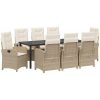9 delar trädgårds dining set med kuddar beige poly rattan vidaXL 200 x 80 x 73 cm – miniatyr 2