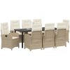 9 delar trädgårds dining set med kuddar beige poly rattan vidaXL 200 x 80 x 73 cm – miniatyr 3